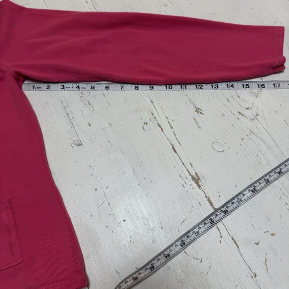 Vintage Talbots Cotton Sweater XL Womens Pink Cardigan Button Up Pockets Stretch - Picture 11 of 11